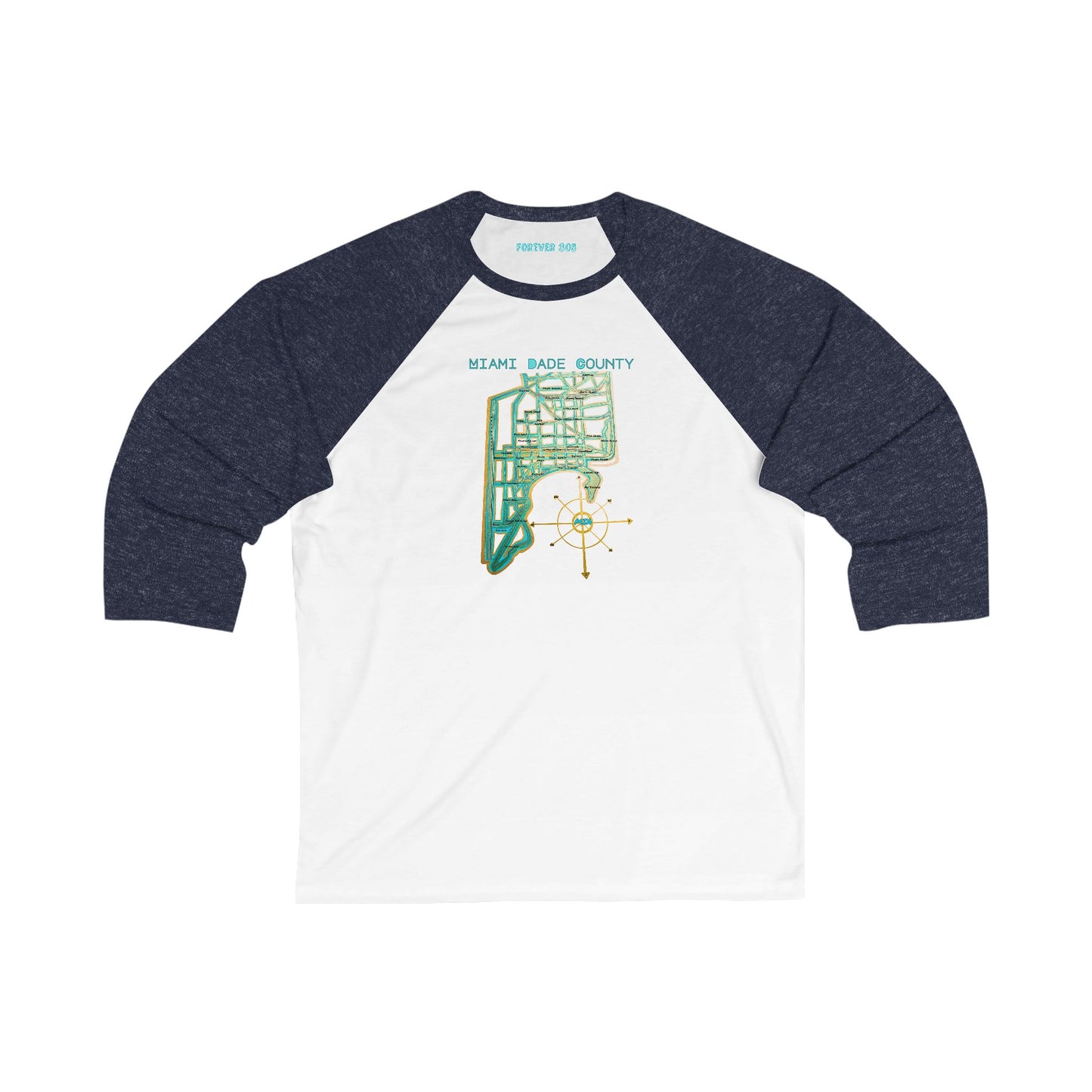 Miami Dade County Map Unisex Vintage-Inspired Baseball Tee