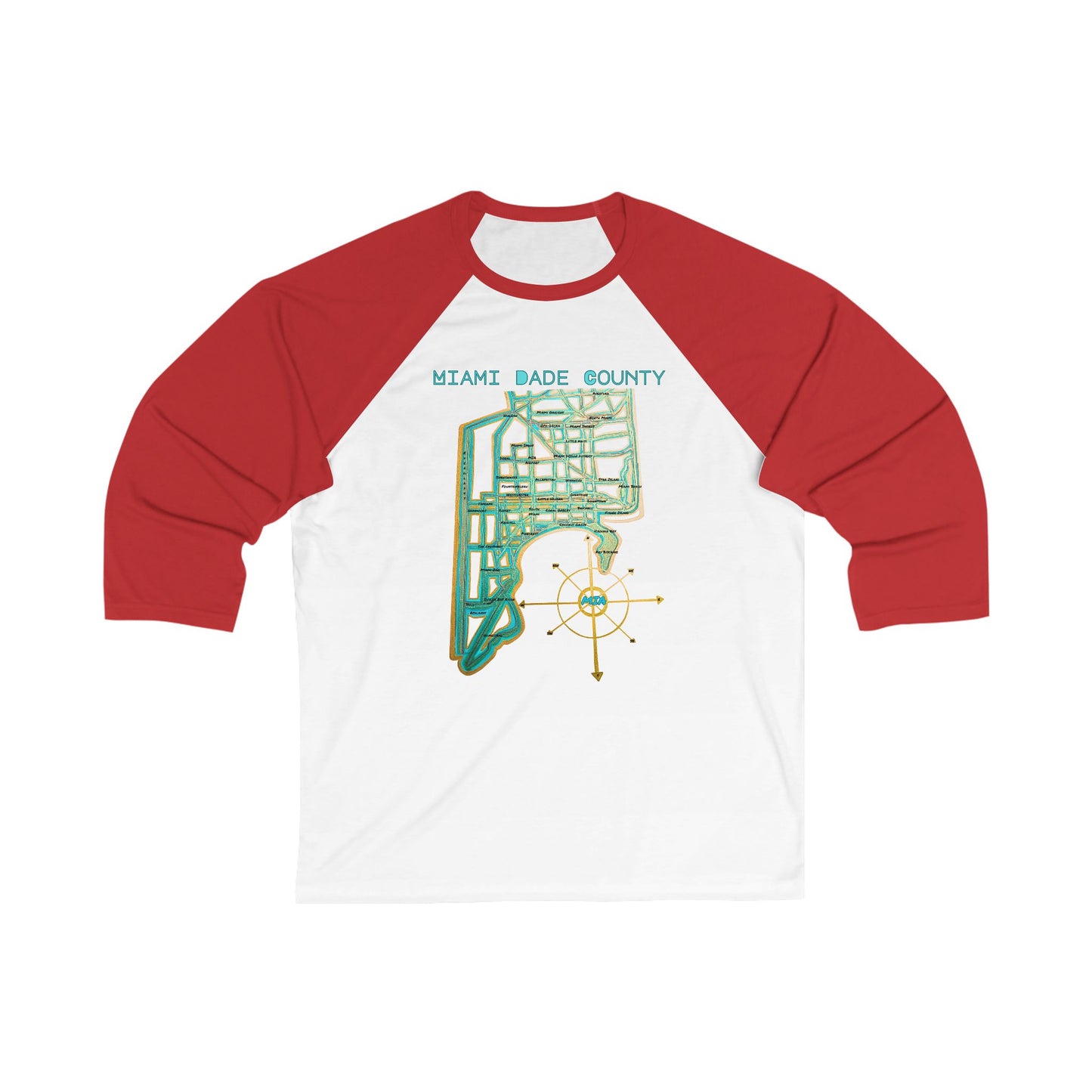 Miami Dade County Map Retro Baseball Tee