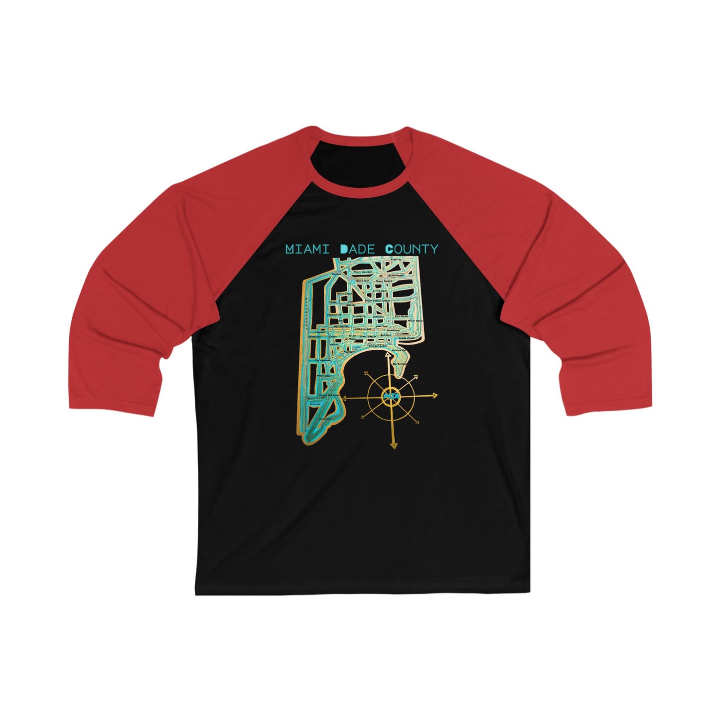 Miami Dade County Map Retro Baseball Tee