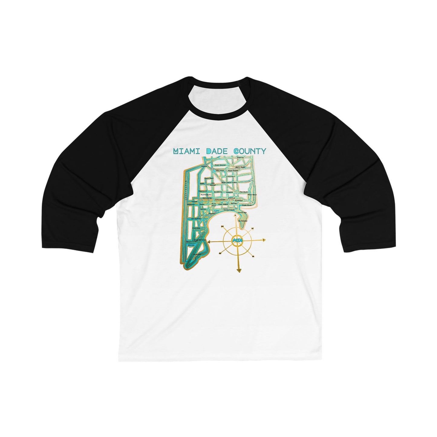 Miami Dade County Map Retro Baseball Tee