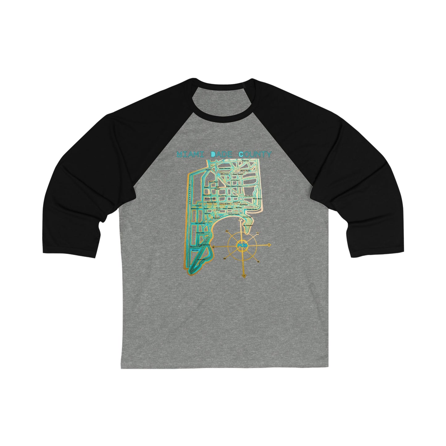 Miami Dade County Map Retro Baseball Tee