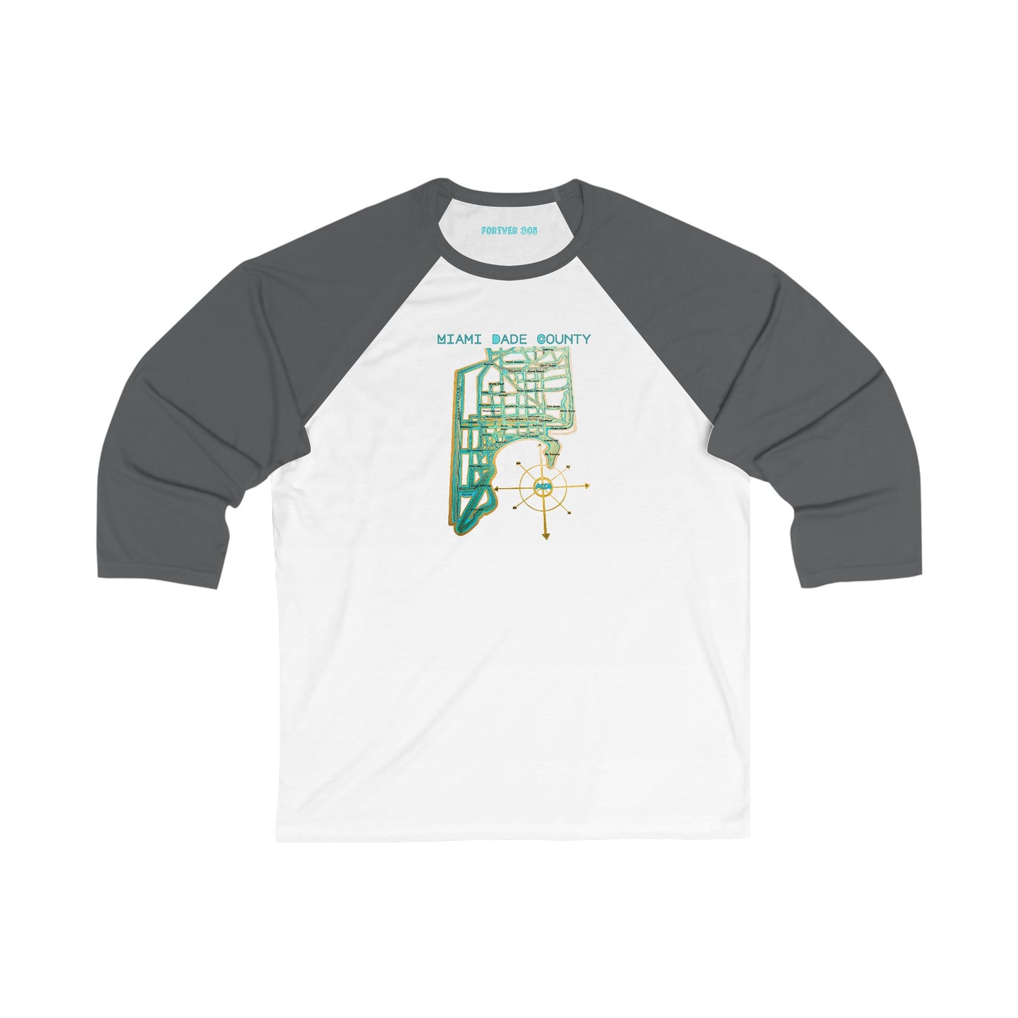 Miami Dade County Map Unisex Vintage-Inspired Baseball Tee
