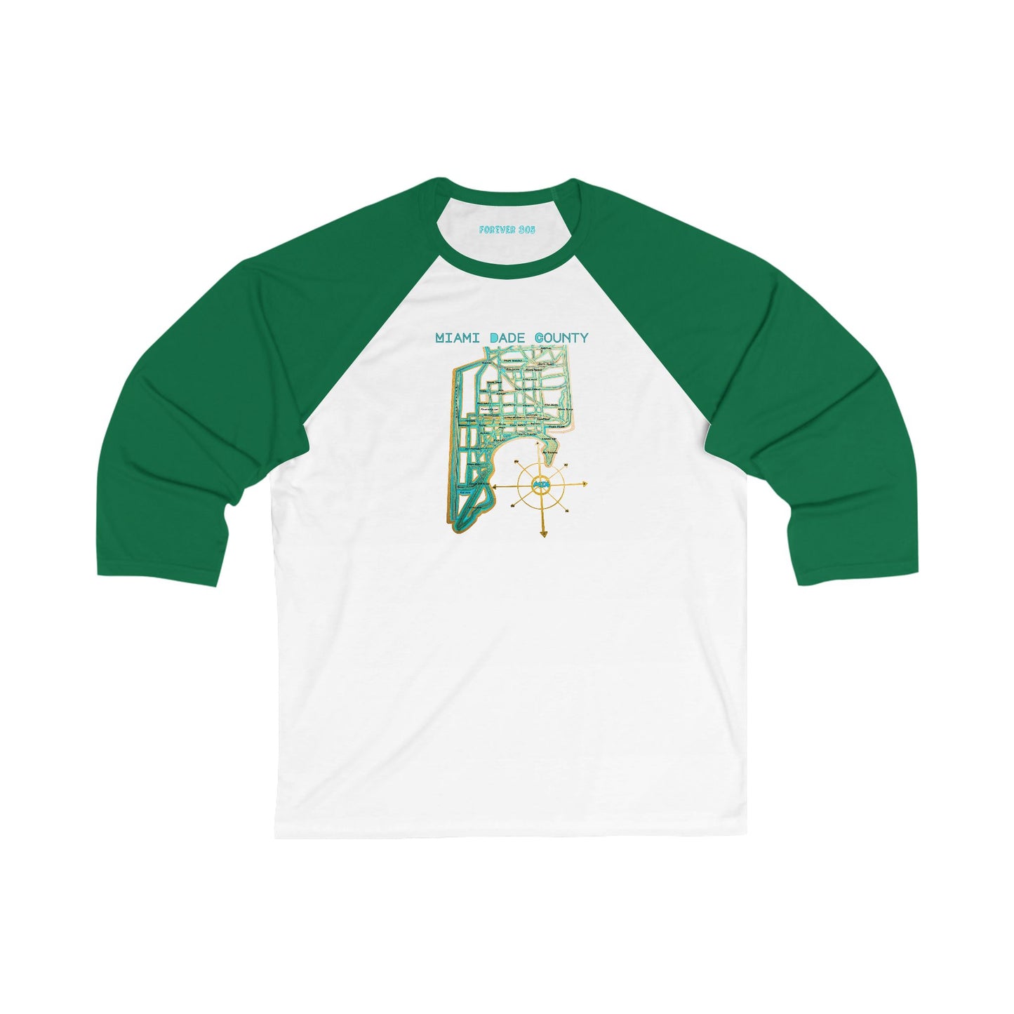 Miami Dade County Map Unisex Vintage-Inspired Baseball Tee