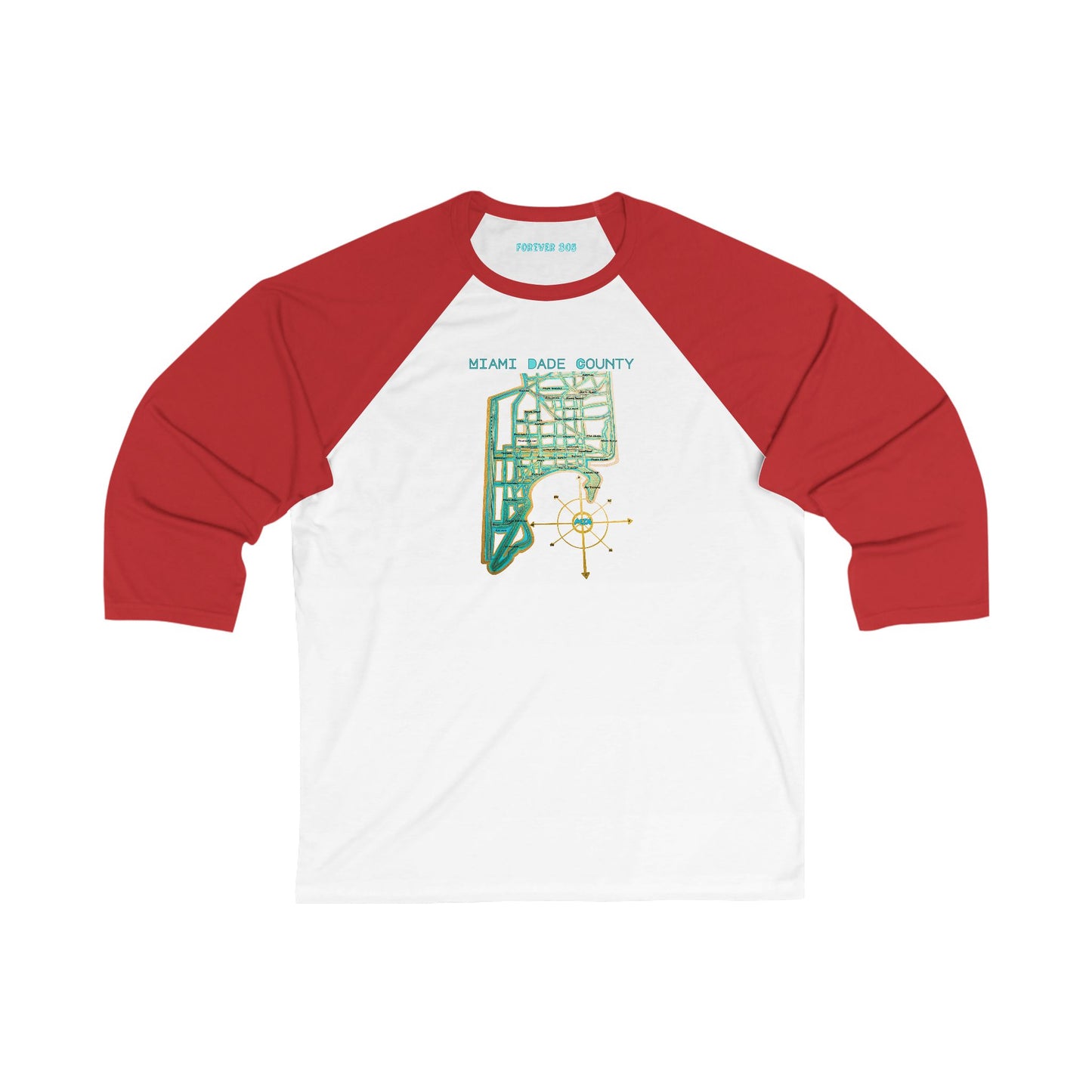 Miami Dade County Map Unisex Vintage-Inspired Baseball Tee